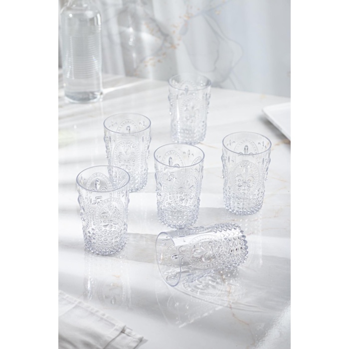 Akrilik Şeffaf 6lı Kısa Bardak & Su Meşrubat Kahve Yanı Bardağı 400 ml ( Cam Değildir )