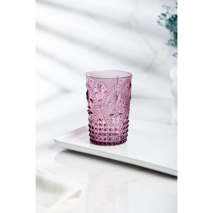 Akrilik Mürdüm 6lı Kısa Bardak & Su Meşrubat Kahve Yanı Bardağı 400 ml ( Cam Değildir )