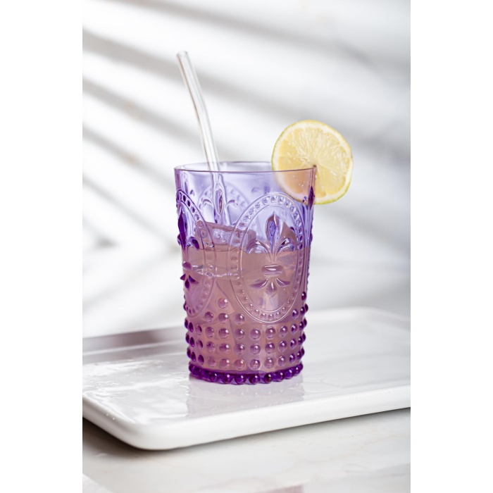 Akrilik Mor 6lı Kısa Bardak & Su Meşrubat Kahve Yanı Bardağı 400 ml ( Cam Değildir )