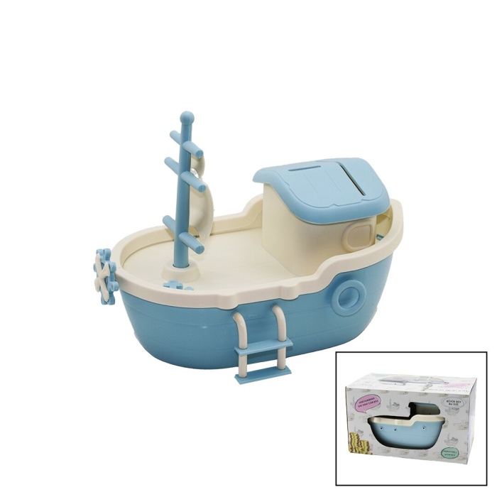 BÜYÜK GEMİ KUMBARA KİLİTLİ RENKLİ PLS. TBN:10X18CM - GÜVERTE: 14.5X24.5CM Y: 8-10-13CM (4767)