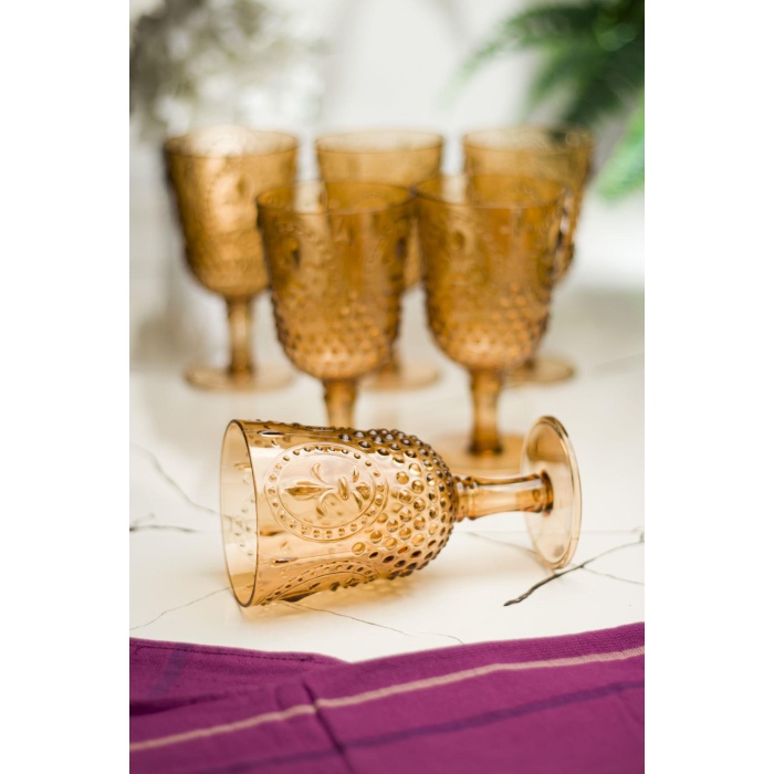 Akrilik Bal 6lı Kadeh & Su Meşrubat Kahve Yanı Bardağı 450 ml ( Cam Değildir )