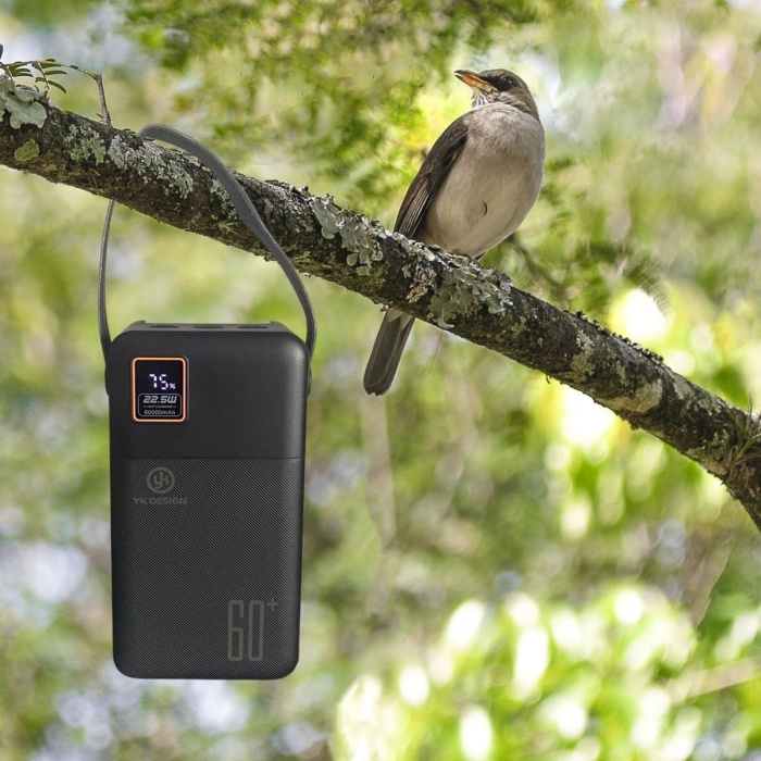 60000 mAh 5 Cep telefonunu Aynı Anda Şarj Edebilen Pil Ekranlı El Fenerli Hızlı Şarjlı Powerbank (4767)