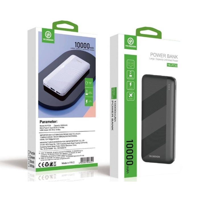 Mikro Type-C USB Hızlı Şarj Edebilen 10000 mAh Powerbank (4767)