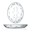 Decocia 1 Adet 33cm Oval Cam Salata Sunum Tabağı Sürgün Desenli