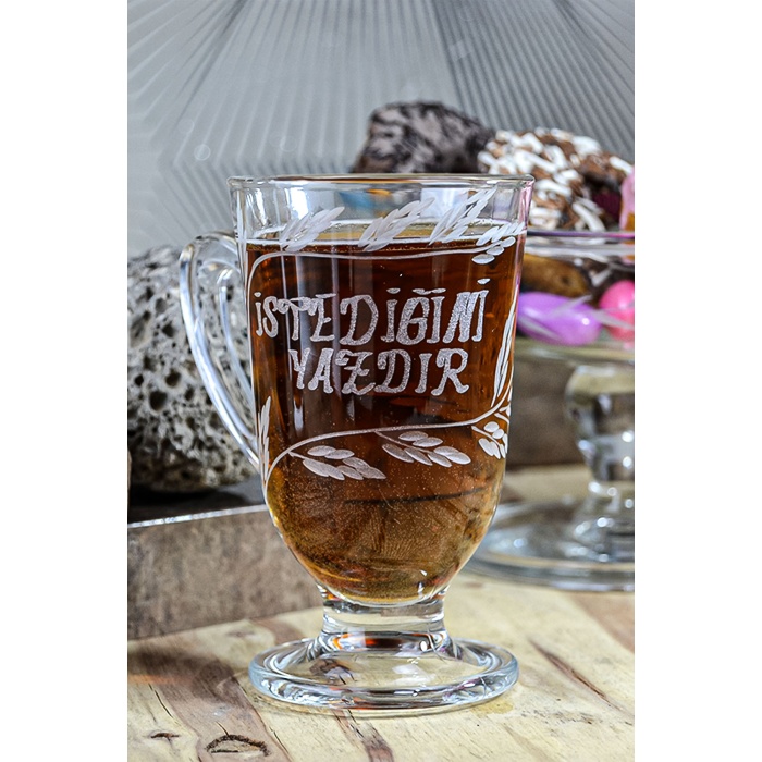 Decocia Kişiye Özel İsimli Kulplu Cam Latte Bardağı 200cc