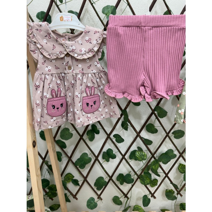 Deco - Yakası Modelli Tavşan Modelli Şortlu Takım