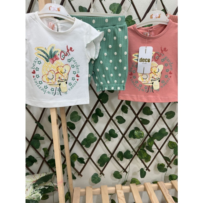 Deco - Ananas Baskılı Kol Detay Şortlu Takım