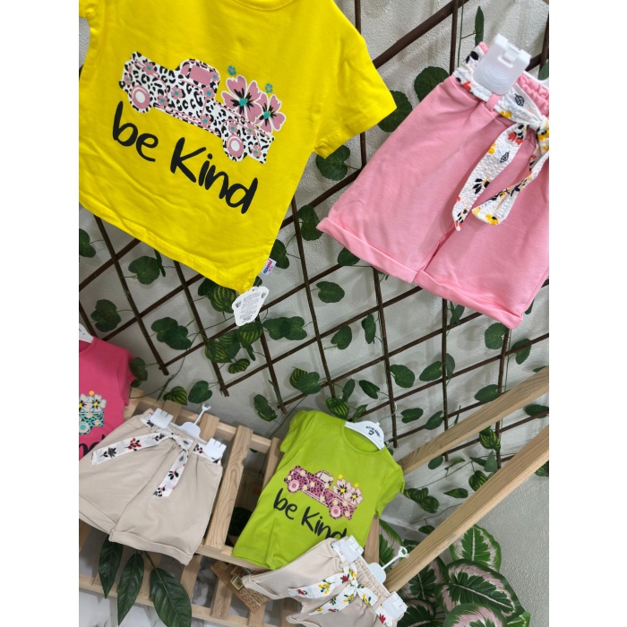 Be Kind Baskılı Kız Çocuk Şortlu Takım
