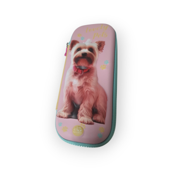 Kalemlik Kutusu Fermuarlı Kabartmalı Köpek Desenli