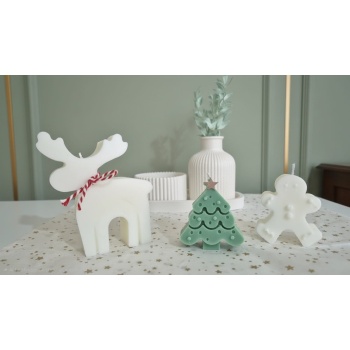 Yeni YIL Konseptli 3 Mum Ren Geyiği Çam Ağacı Kurabiye Adam