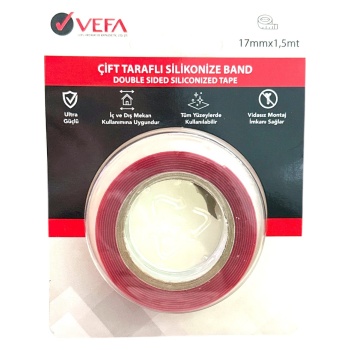 Vefa Çift Taraflı Silikonize Band 17 mm x 1.5 cm Kaliteli