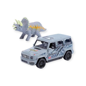Çek Bırak Araç ve Dinazor Oyun Seti - 6843-2D- Gri