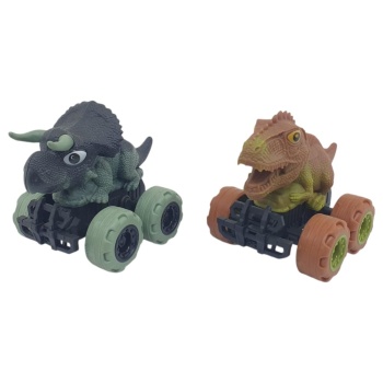 Sürtmeli Dinazor Arabalar 2li - 12 cm - Triceratops & Stegosaurus