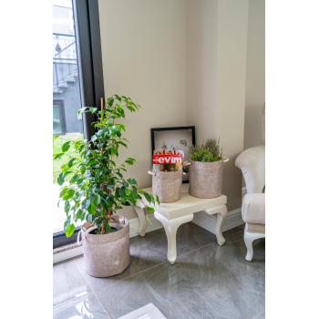 Kulplu Yuvarlak Düzenleyici Çok Amaçlı Kolay Taşınabilen Organizer Keçe Sepet 03655