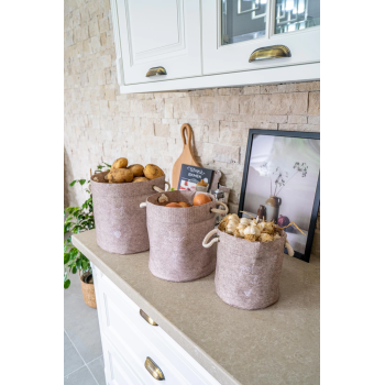 Kulplu Yuvarlak Düzenleyici Çok Amaçlı Kolay Taşınabilen Organizer Keçe Sepet