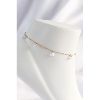 316L Çelik Gold Renk Zirkon Taşlı Halhal -