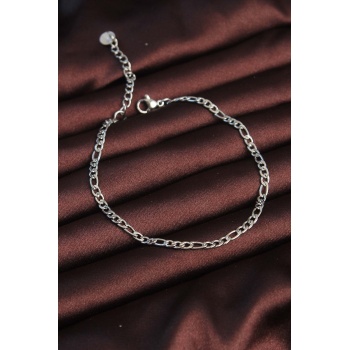 316L Çelik Gümüş Renk Kuş Gözü Erkek Zincir Bileklik -