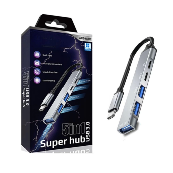 5in1 Metal USB Hub – Yüksek Hızlı Çoklayıcı, 5 Bağlantı Noktalı, Dayanıklı ve Taşınabilir Tasarım ( Lisinya )