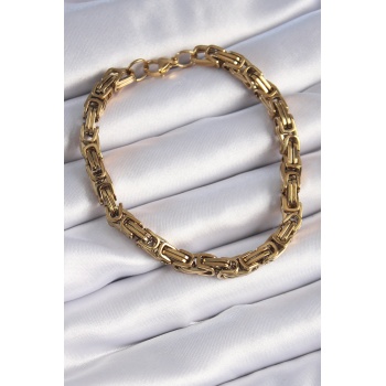 316L Çelik Gold Renk Kral Zincir Model Erkek Bileklik -