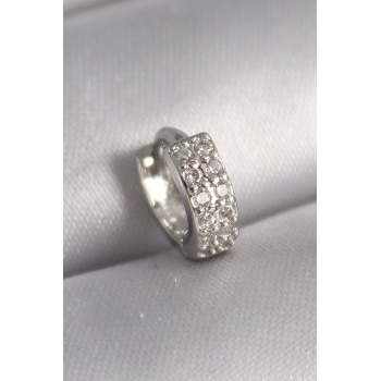 316L Çelik Gümüş Renk Zirkon Taşlı Tragus Piercing -