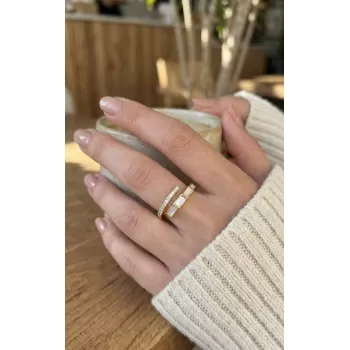 Pirinç Gold Renk Zirkon Taş Detaylı Yılan Model Ayarlanabilir Yüzük