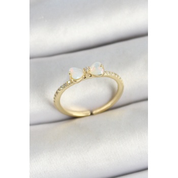 Pirinç Fiyonk Figürlü Zirkon Taşlı Gold Renk Ayarlanabilir Kadın Yüzük -