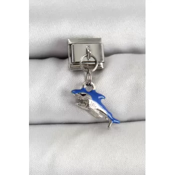 316L Çelik Sallantılı Köpekbalığı Model Gümüş Renk Nomination Charm