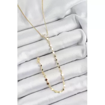 Pirinç Zirkon Taşlı Yıldız Figürlü Y Model Gold Renk Kadın Kolye