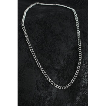 316L Çelik Klasik Oval Zincir Model Gümüş Renk Erkek Kolye -