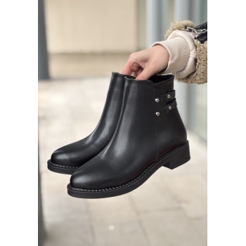 Siari Siyah Cilt Topuklu Bot - Lisinya