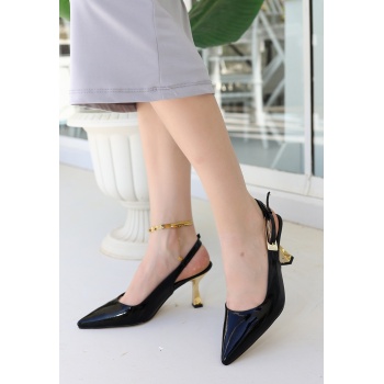 Zalin Siyah Rugan Topuklu Ayakkabı - Lisinya