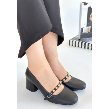 Tino Siyah Cilt Topuklu Ayakkabı - Lisinya