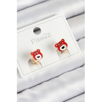 Pirinç Ayıcık Model Gold Renk Çocuk Küpe -