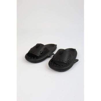 Köpekbalığı Siyah Unisex Tam Ortopedik Terlik Shark Slides