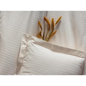 Çift Kişilik Saten Nev Takımı Elegante Stripe Ekru