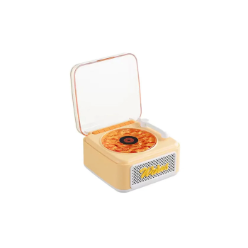 Nostalji Mini Plak Görünümlü Radyolu Bluetooth Hoparlör 3d Ses Dalgası Retro Müzik Plak Sarı - Lisinya