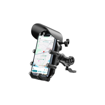 Ayna Bağlantılı Güneş Ve Yağmur Korumalı 360° Derece Ayarlanabilir Motosiklet Telefon Tutucu - Lisinya