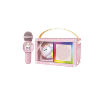 Taşınabilir Rgb Işılı Sevimli Figürlü Mikrofonlu Karaoke Bluetooth Hoparlör Pembe - Lisinya
