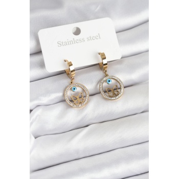 316L Çelik Halka Kelebek Kadın Küpe -