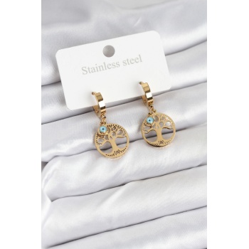 316L Çelik Yaşam Ağacı Model Kadın Küpe -