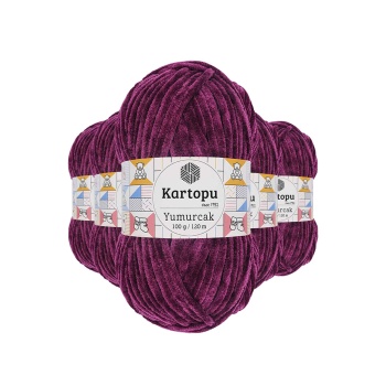 5 Adet Yumurcak Kadife El Örgü İpi Mürdüm K726