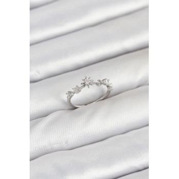 Pirinç Gümüş Renk Manifest Kadın Yüzük -