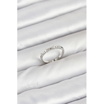 Pirinç Gümüş Renk Lazer Kesim Kadın Yüzük -