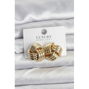 Pirinç Sarmal Gold Renk Kadın Küpe -