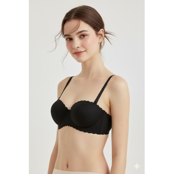 Lazer Kesim Dolgulu Telsiz  İz Yapmaz Sütyen Siyah