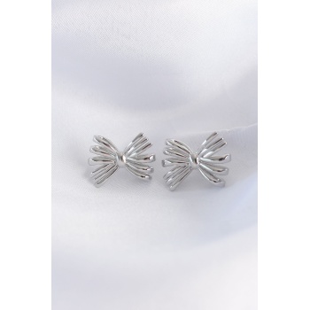 Pirinç Gümüş Renk Fiyonk Küpe - Lisinya