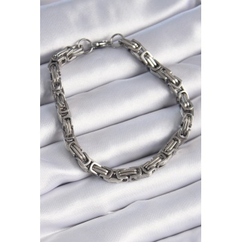 316L Çelik Gümüş Renk Kral Zincir Model Erkek Bileklik - Lisinya