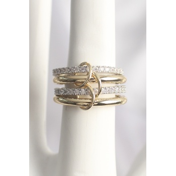 Pirinç Mix Renk Zirkon Taşlı 4Lü Kadın Yüzük - Lisinya