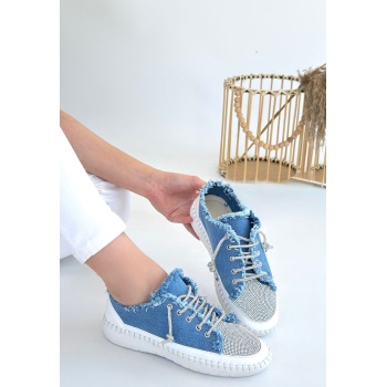 Enber Mavi Kot Bağcıklı Spor Ayakkabı - Lisinya