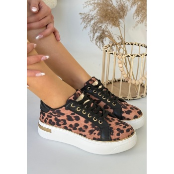 Kity Leopar Saten Bağcıklı Spor Ayakkabı - Lisinya